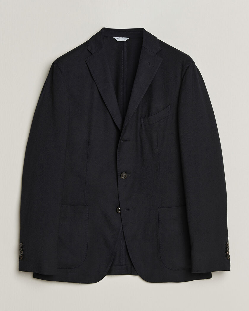 Boglioli K Jacket Soft Touch Flannel Blazer Navy – Sininen