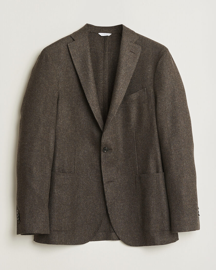 Boglioli K Jacket Wool Houndstooth Blazer Dark Brown – Ruskea