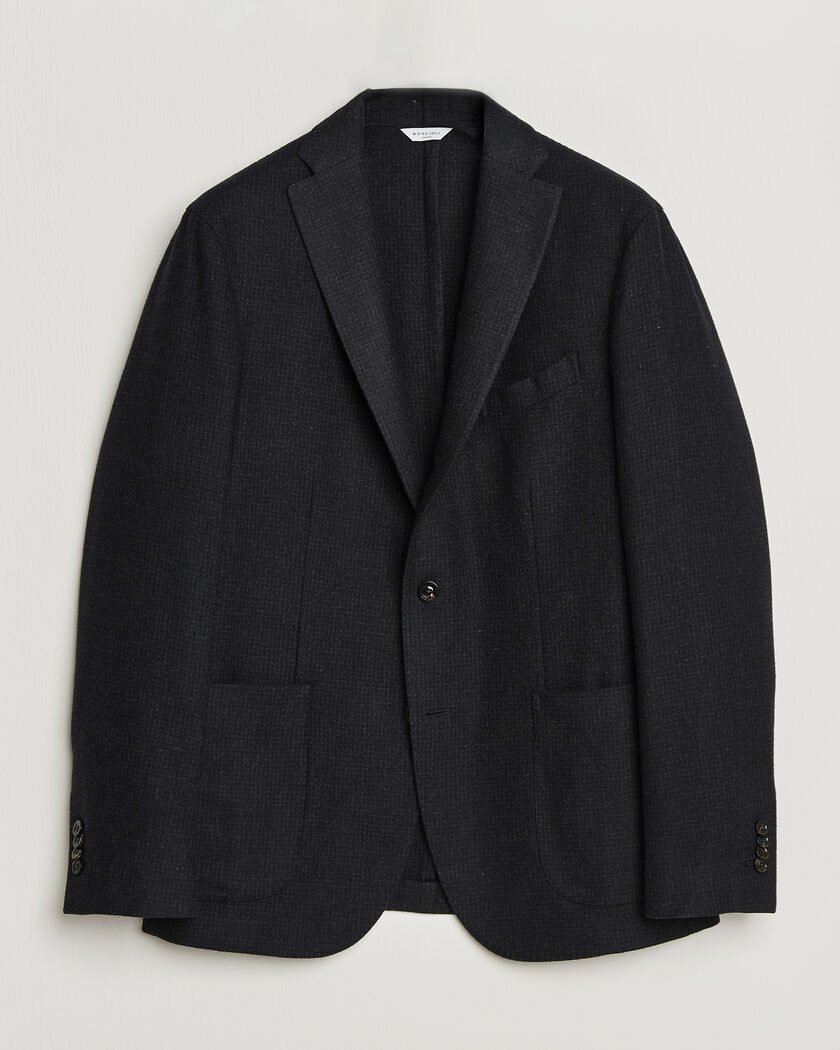 Boglioli K Jacket Wool Houndstooth Blazer Navy – Sininen