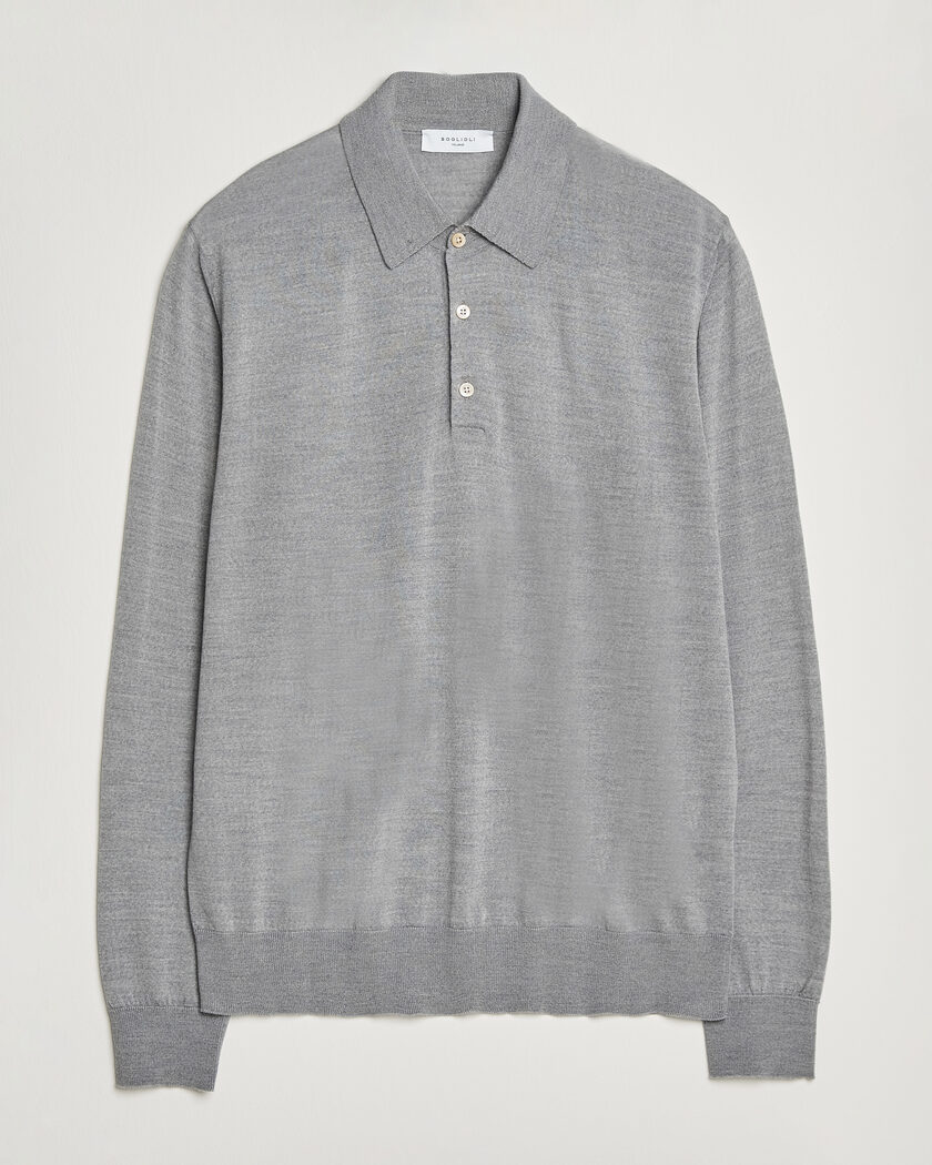 Boglioli Knitted Long Sleeve Polo Light Grey – Harmaa