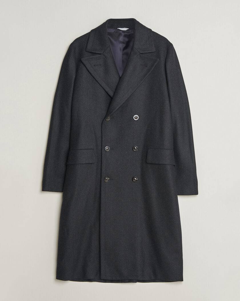 Boglioli Double Breasted Wool Coat Navy – Sininen