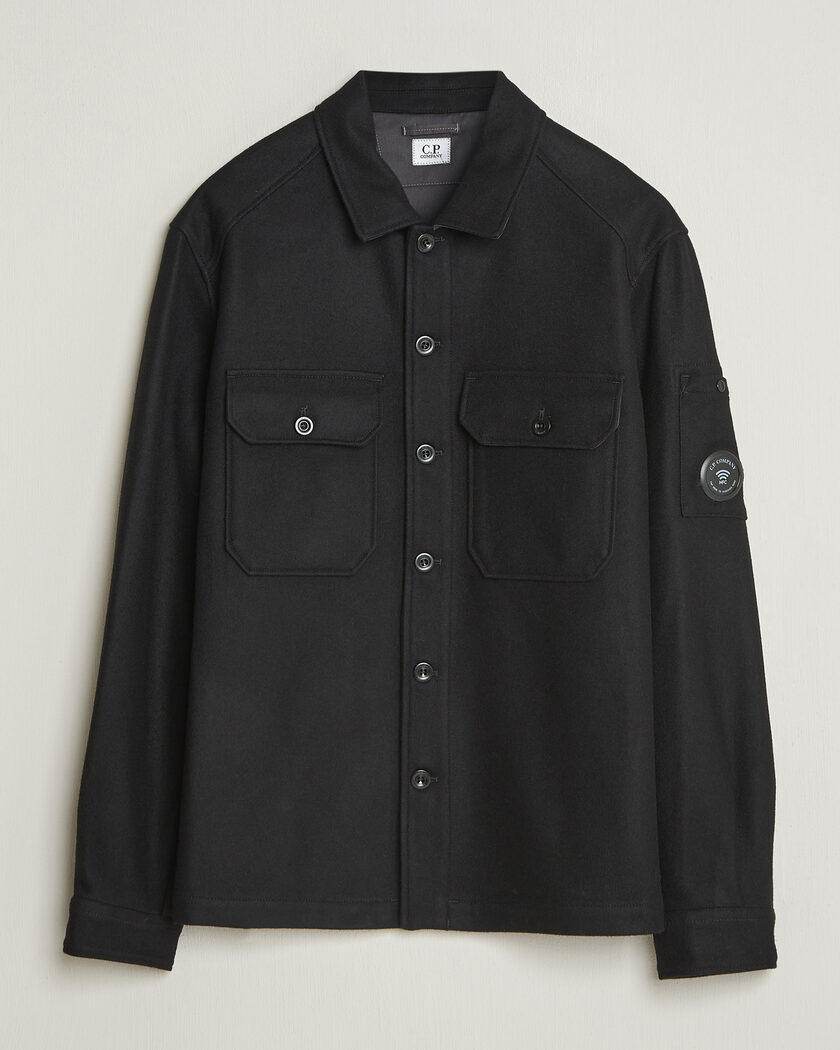 C.P. Company Felted Wool Overshirt Black – Musta