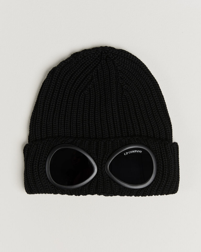 C.P. Company Knitted Merino Goggle Beanie Black – Musta