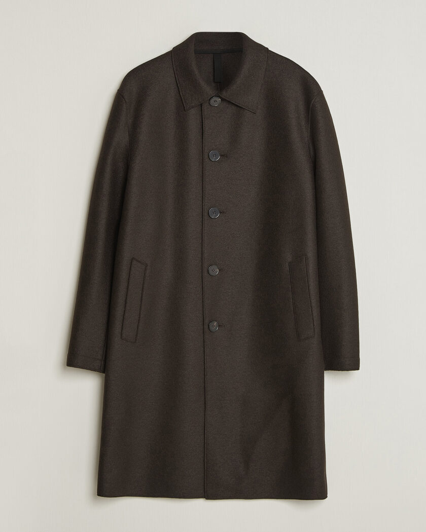 Harris Wharf London Pressed Wool Mac Coat Dark Brown – Ruskea
