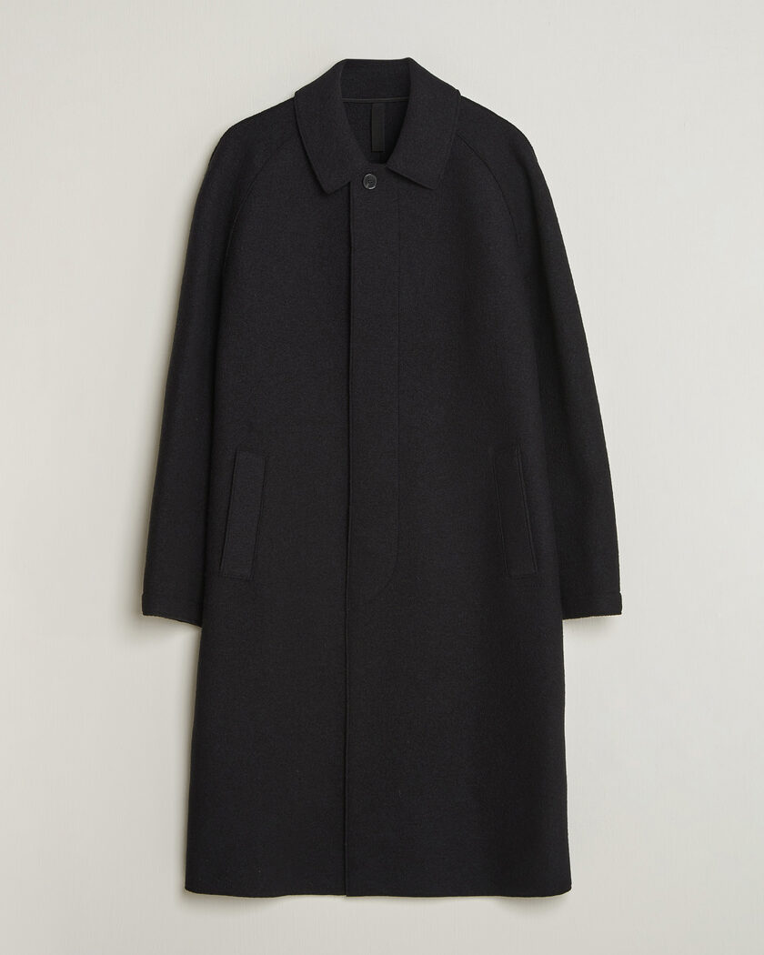 Harris Wharf London Boiled Wool Fly Front Balmacan Coat Black – Musta
