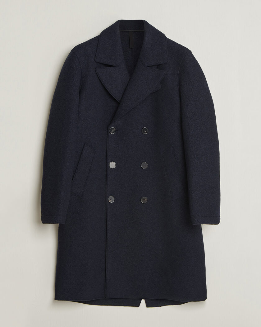 Harris Wharf London Pressed Wool Long Peacoat Navy Blue – Sininen