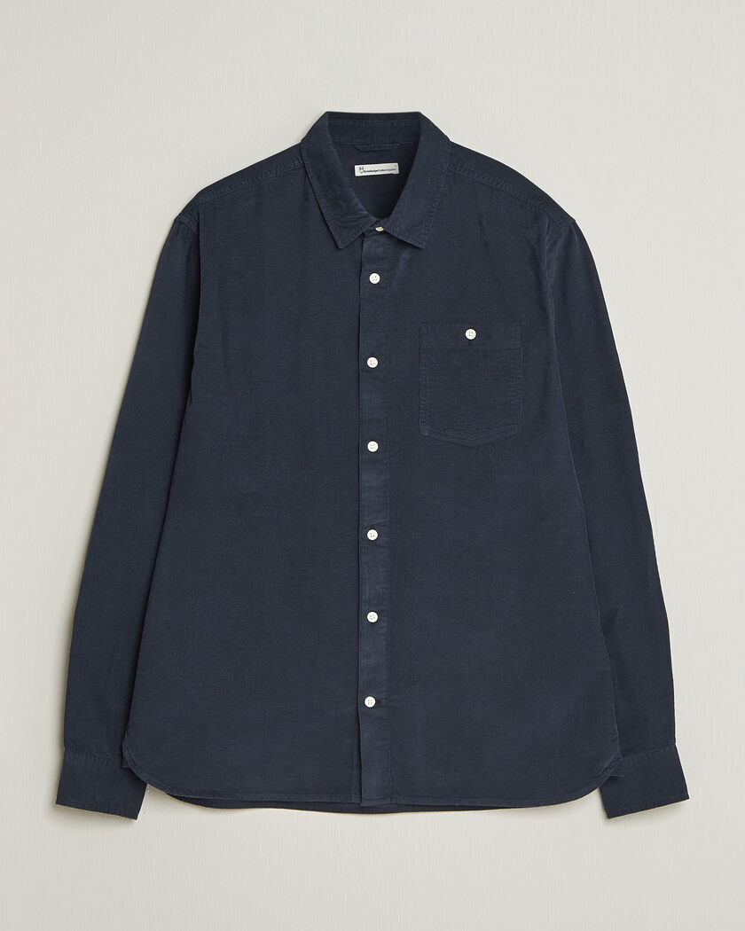 KnowledgeCotton Apparel Regular Fit Cord Shirt Night Sky – Sininen