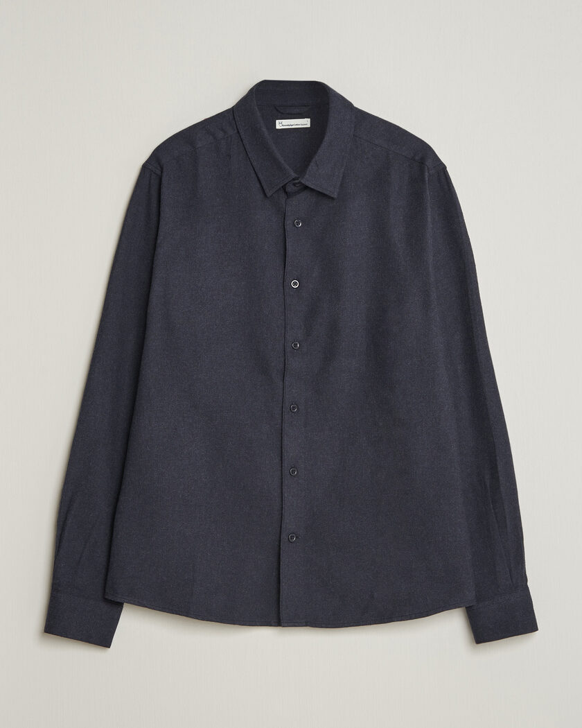 KnowledgeCotton Apparel Regular Fit Melange Flannel Shirt Navy – Sininen
