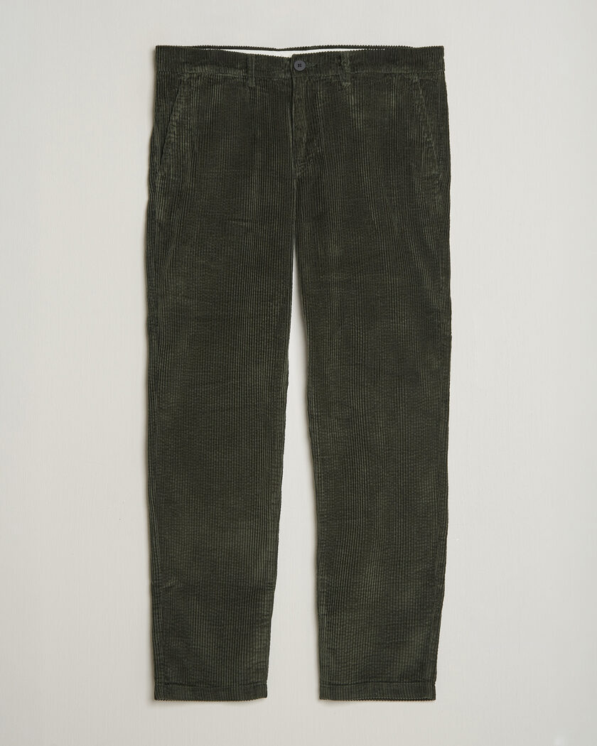 KnowledgeCotton Apparel Chuck Regular Cord Trousers Forest Night – Vihreä