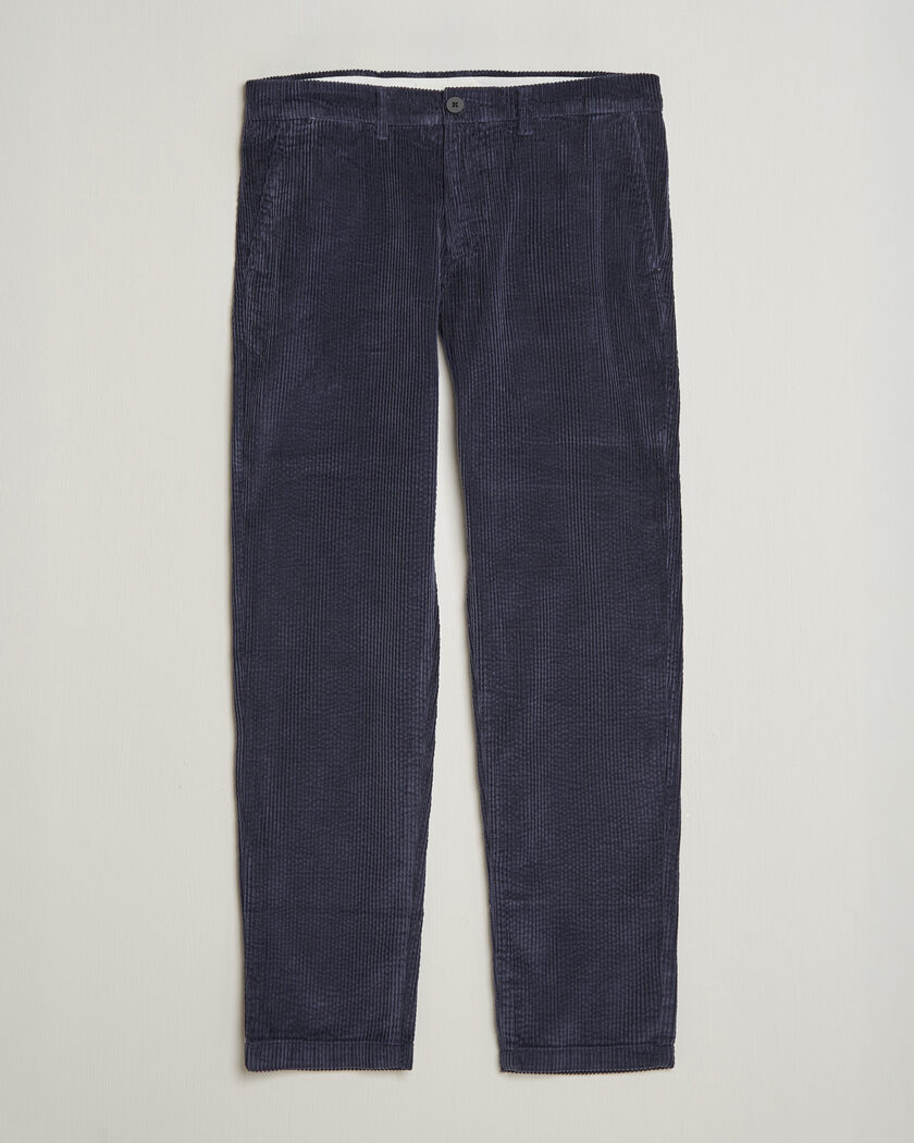 KnowledgeCotton Apparel Chuck Regular Cord Trousers Night Sky – Sininen