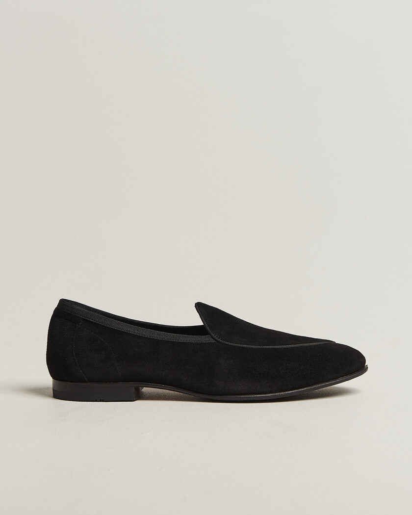 Loake 1880 Belgrave Black Suede Belgian Loafer Black – Musta