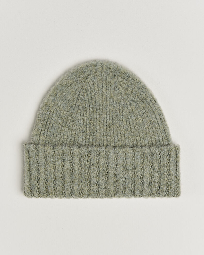 Robert Mackie Rona Ribbed Shaggy Lambswool Beanie Light Green – Vihreä