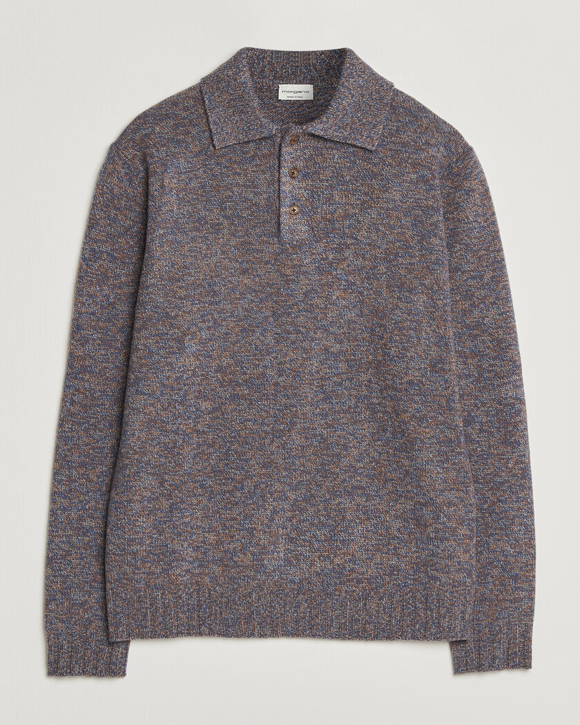 Morgano Wool/Cashmere Knitted Polo Blue – Monivärinen