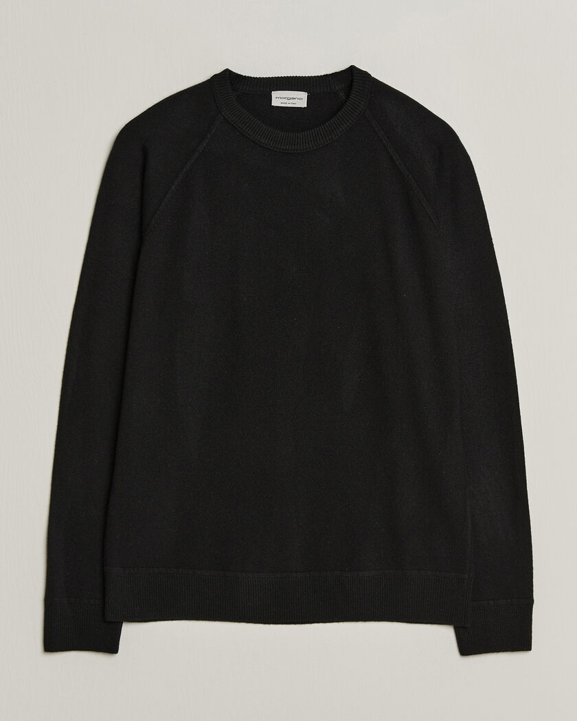 Morgano Wool/Cashmere Raglan Crew Black – Musta