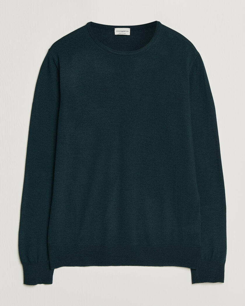 Morgano Extra Fine Merino Wool Crewneck Bottle Green – Vihreä