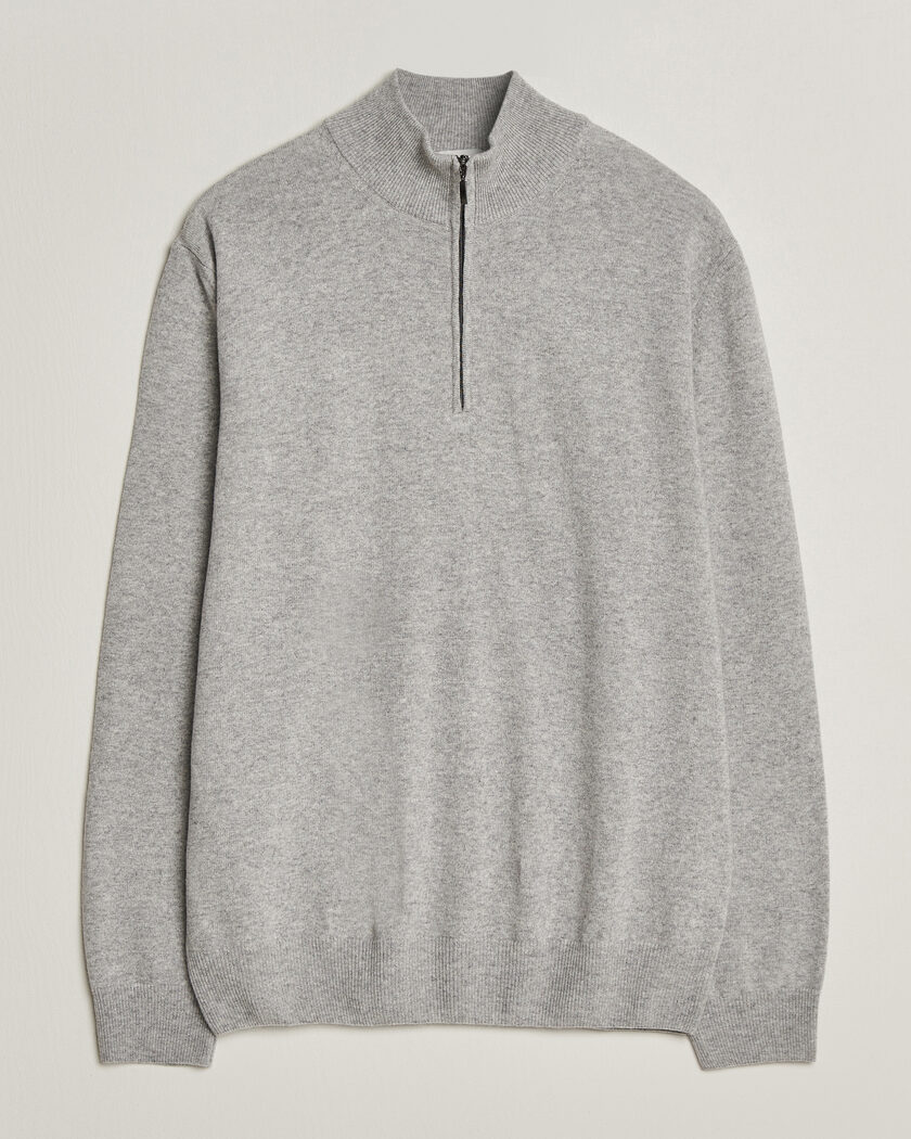 Morgano Wool/Cashmere Half-Zip Mid Grey – Harmaa