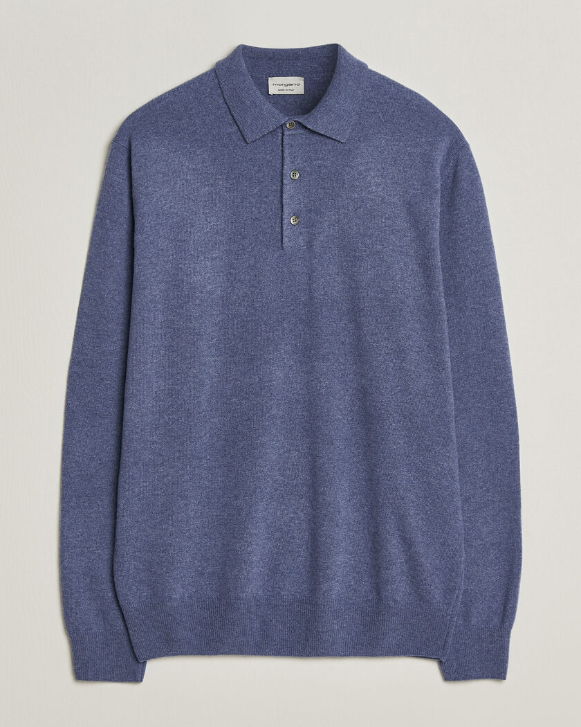 Morgano Wool/Cashmere Polo Mid Blue – Sininen