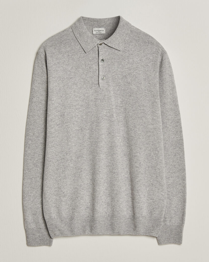 Morgano Wool/Cashmere Polo Mid Grey – Harmaa