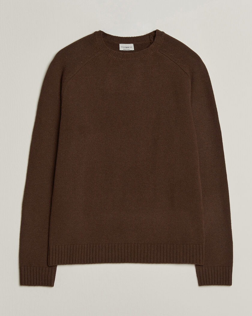 Morgano Heavy Knitted Wool/Cashmere Crewneck Dark Brown – Ruskea