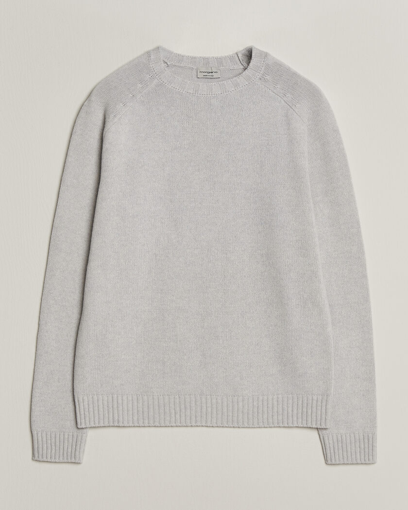 Morgano Heavy Knitted Wool/Cashmere Crewneck Light Grey – Harmaa