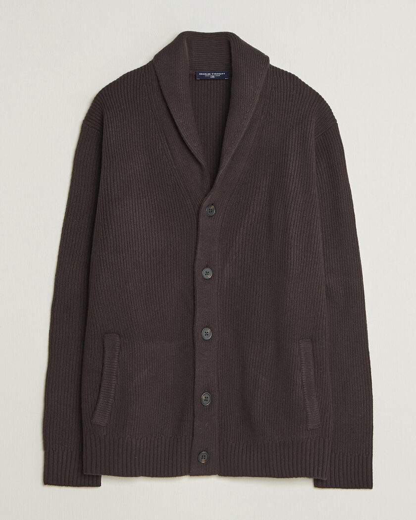 Charles Tyrwhitt Chunky Merino Shawl Neck Cardigan Chocolate – Ruskea