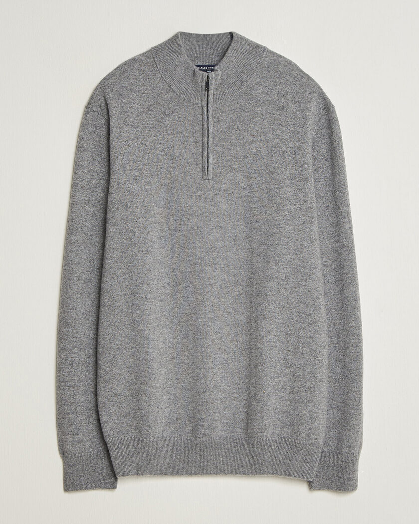 Charles Tyrwhitt Pure Cashmere Zip Neck Jumper Grey – Harmaa