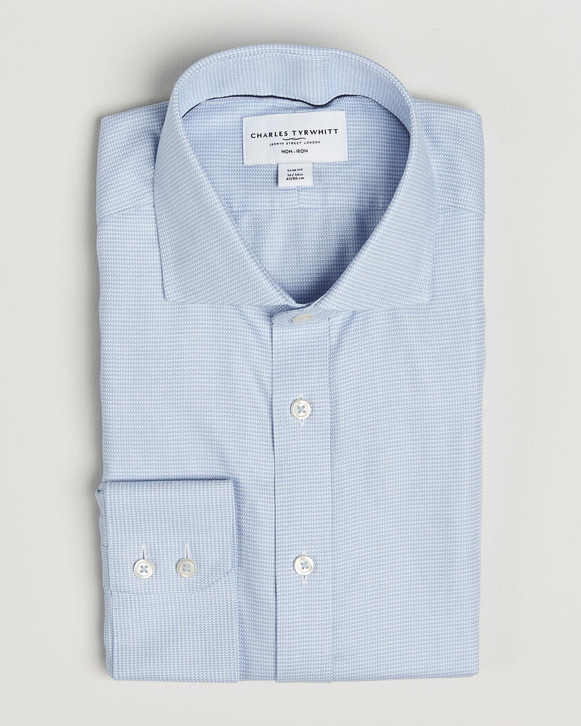 Charles Tyrwhitt Slim Fit Non Iron Trafalgar Weave Shirt Sky Blue – Sininen