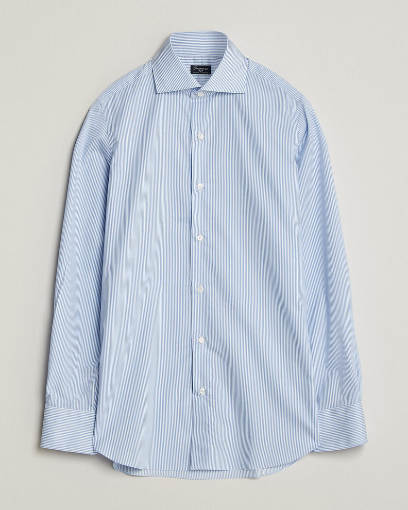 Finamore Napoli Milano Slim Traveller Cotton Shirt Blue Stripe – Sininen