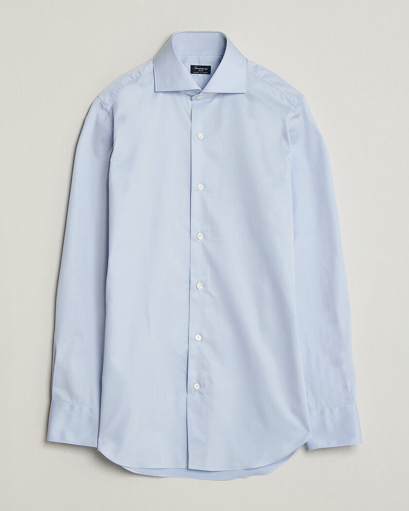 Finamore Napoli Milano Slim Traveller Cotton Shirt Light Blue – Sininen