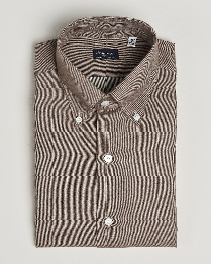 Finamore Napoli Milano Slim Cashmere BD Shirt Brown – Ruskea