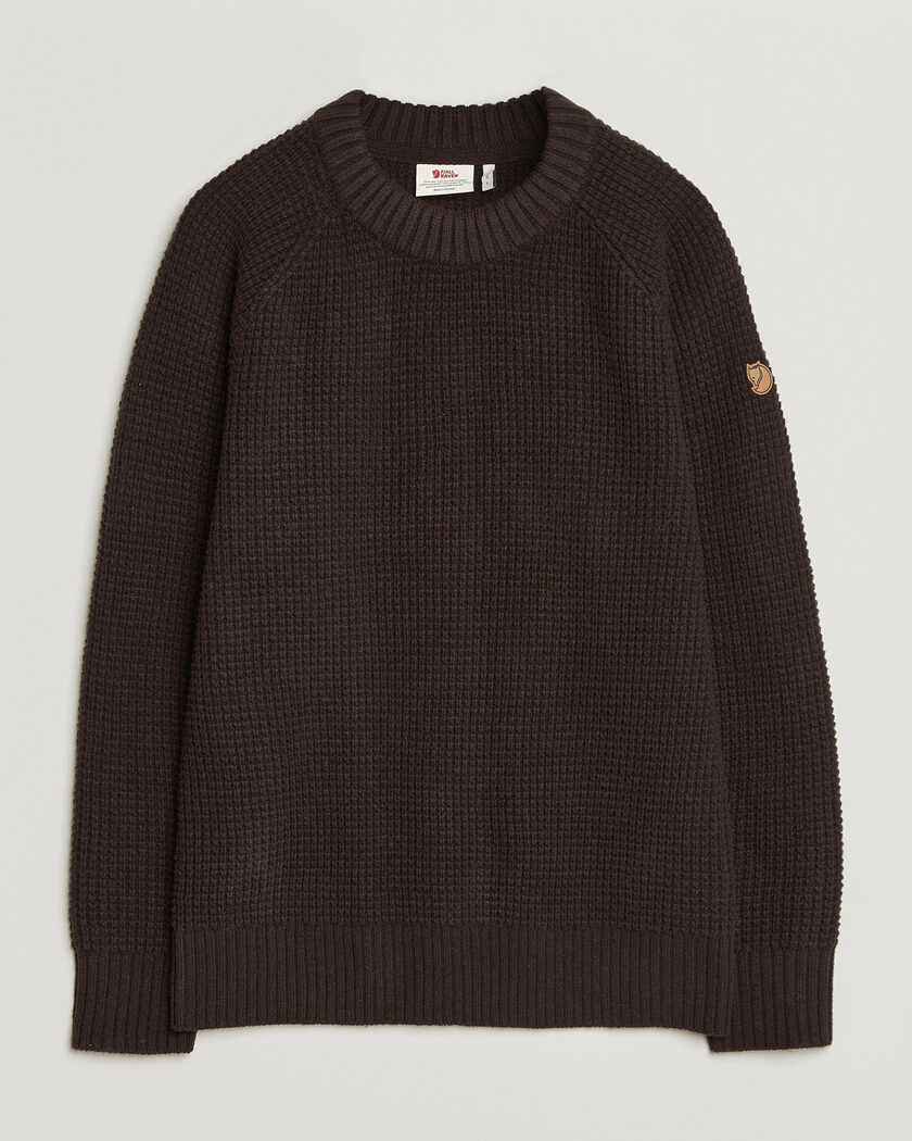 Fjällräven Övik Wool Waffle Knit Black Oak – Ruskea