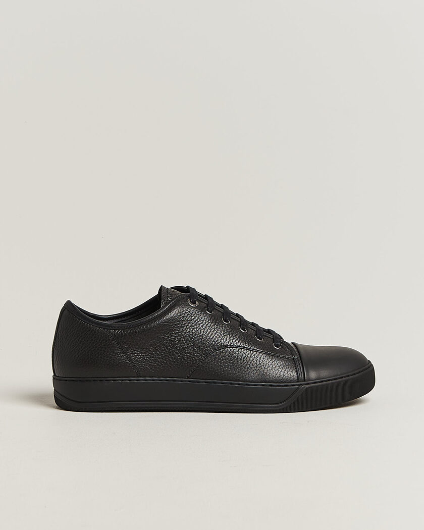 Lanvin DBB1 Grain Leather Cap Toe Sneaker Black – Musta