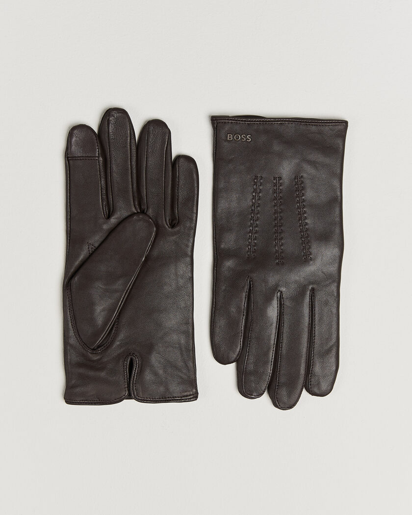  BOSS BLACK Hainz Leather Glove Dark Brown – Ruskea