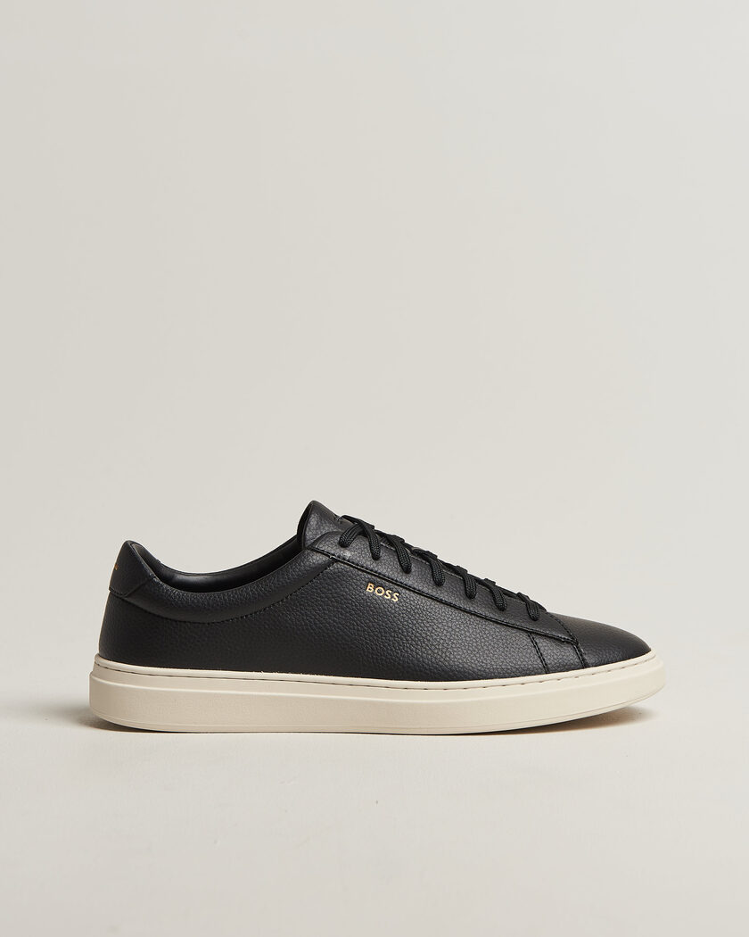 BOSS BLACK Kieran Grained Leather Sneaker Black – Musta