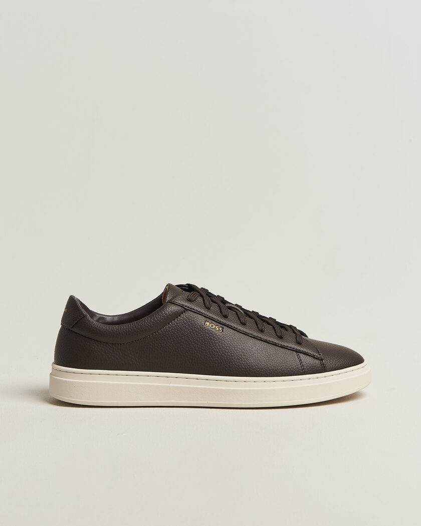 BOSS BLACK Kieran Grained Leather Sneaker Dark Brown – Ruskea