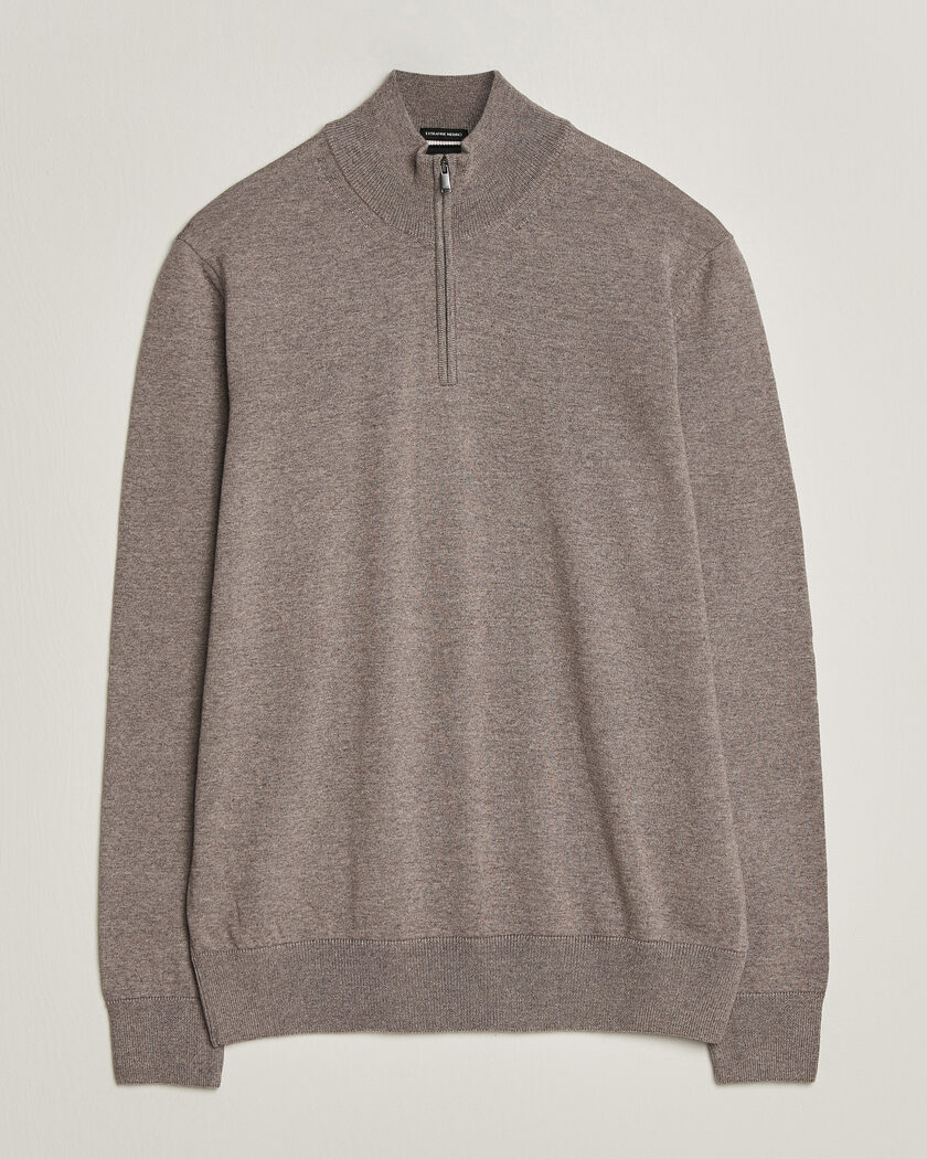 BOSS BLACK Ebenji Merino Knitted Half Zip Open Brown – Ruskea