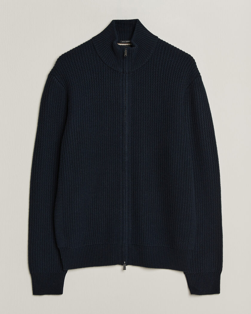 BOSS BLACK Fiocco Wool/Cashmere Full Zip Dark Blue – Sininen