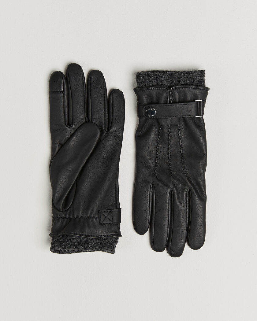 BOSS BLACK Hyden Leather Glove Black – Musta