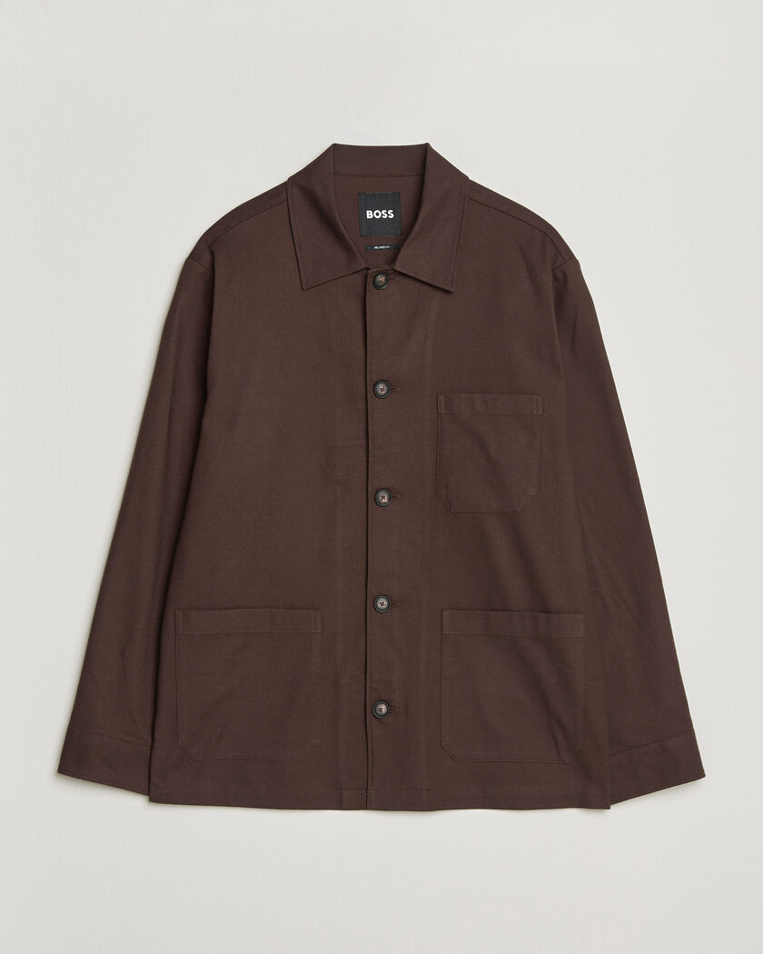 BOSS BLACK Cai Cotton Overshirt Dark Brown – Ruskea