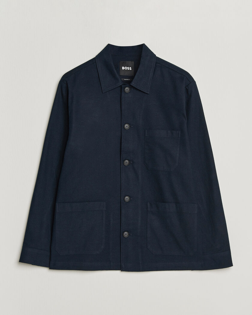 BOSS BLACK Cai Cotton Overshirt Dark Blue – Sininen