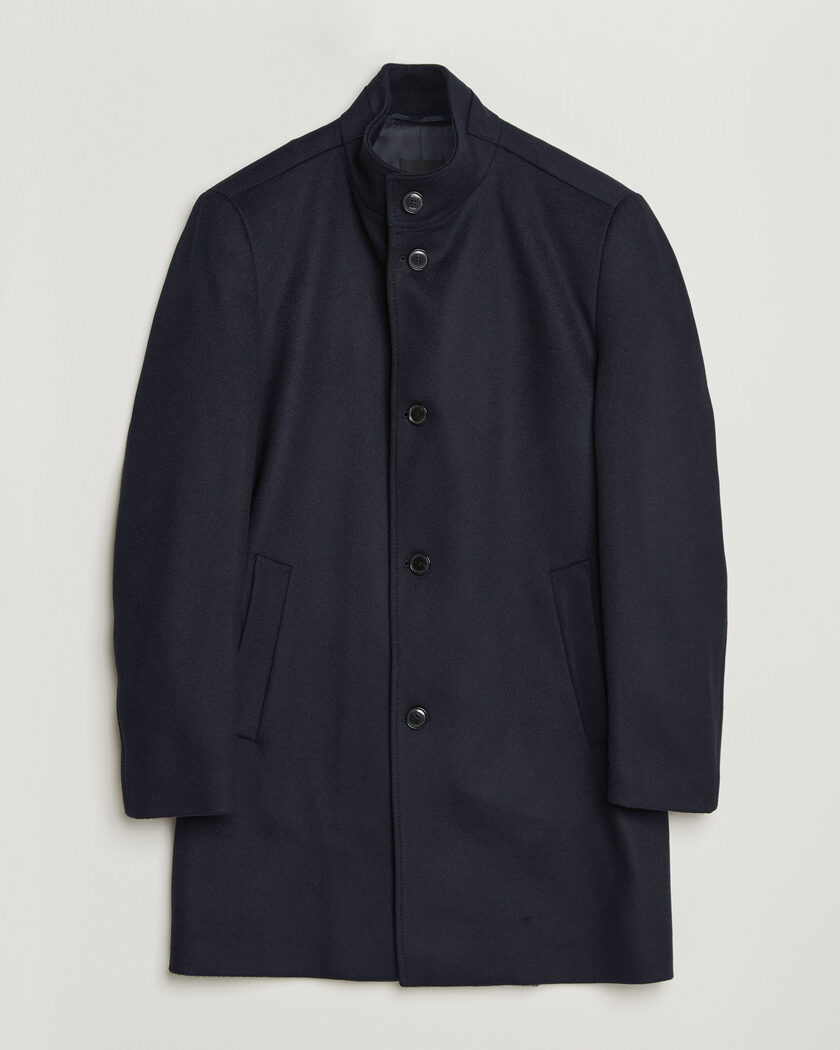 BOSS BLACK Hyde Wool Stand Up Collar Coat Dark Blue – Sininen