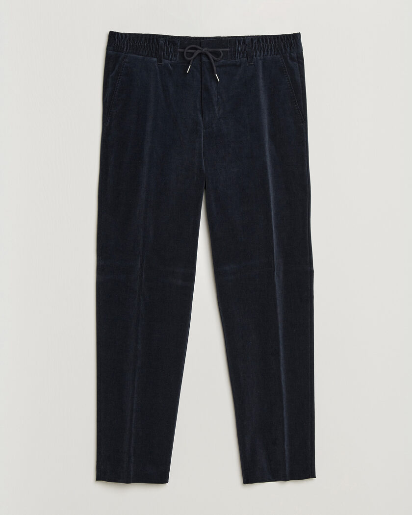 BOSS BLACK Perin Corduroy Drawstring Trousers Dark Blue – Sininen