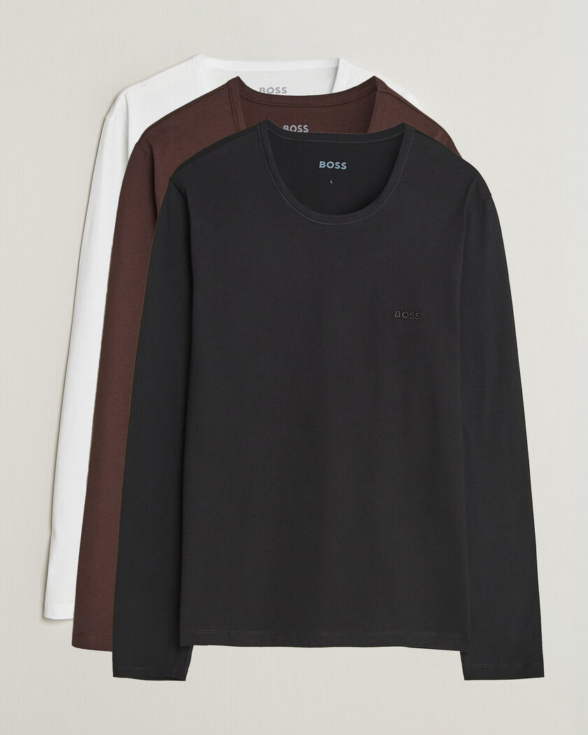 BOSS BLACK 3-Pack Long Sleeve T-Shirt White/Black/Brown – Monivärinen