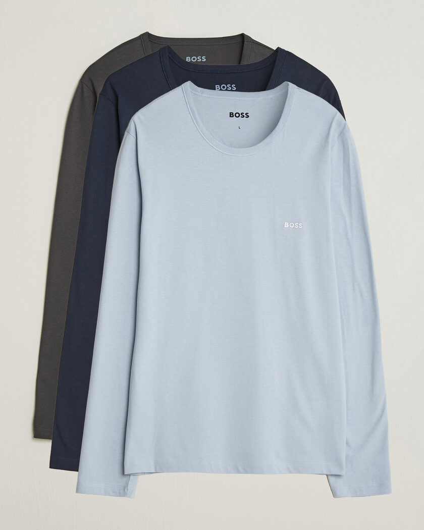 BOSS BLACK 3-Pack Long Sleeve T-Shirt Blue/Navy/Grey – Monivärinen