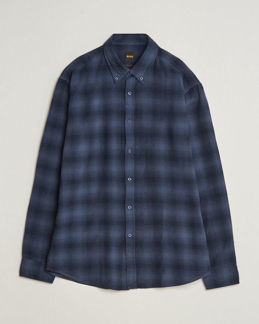 BOSS ORANGE Rickert Brushed Cotton Checked Shirt Dark Blue – Sininen