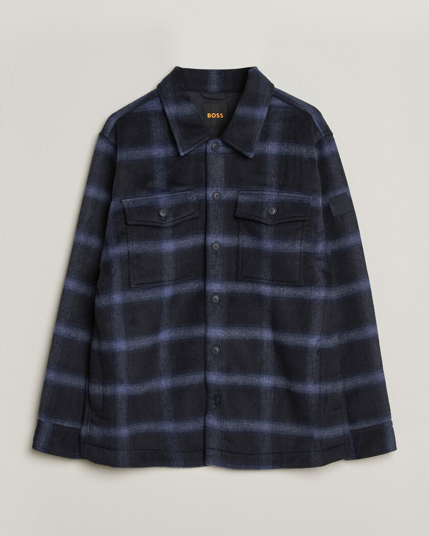 BOSS ORANGE Losky Flannel Checked Overshirt Dark Blue – Sininen