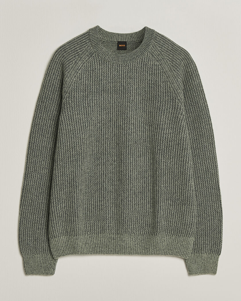 BOSS ORANGE Kepler Wool Knitted Sweater Open Green – Vihreä