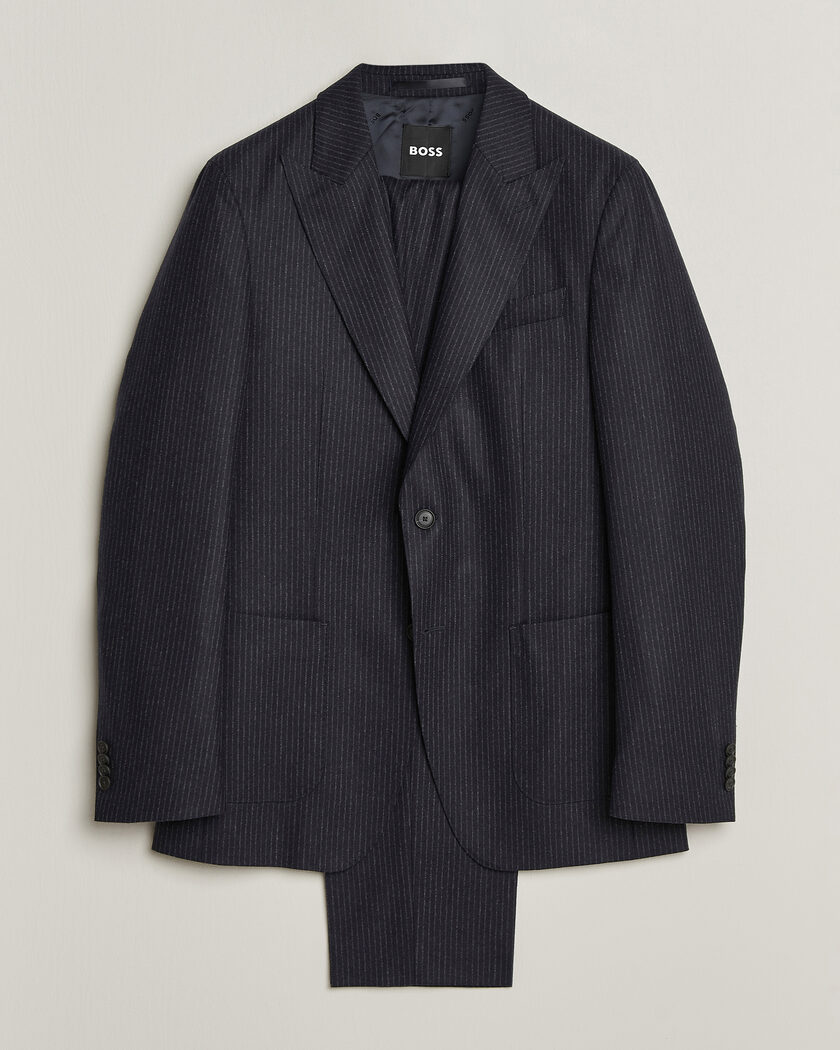 BOSS BLACK Huge Wool Pinstriped Suit Dark Blue – Monivärinen
