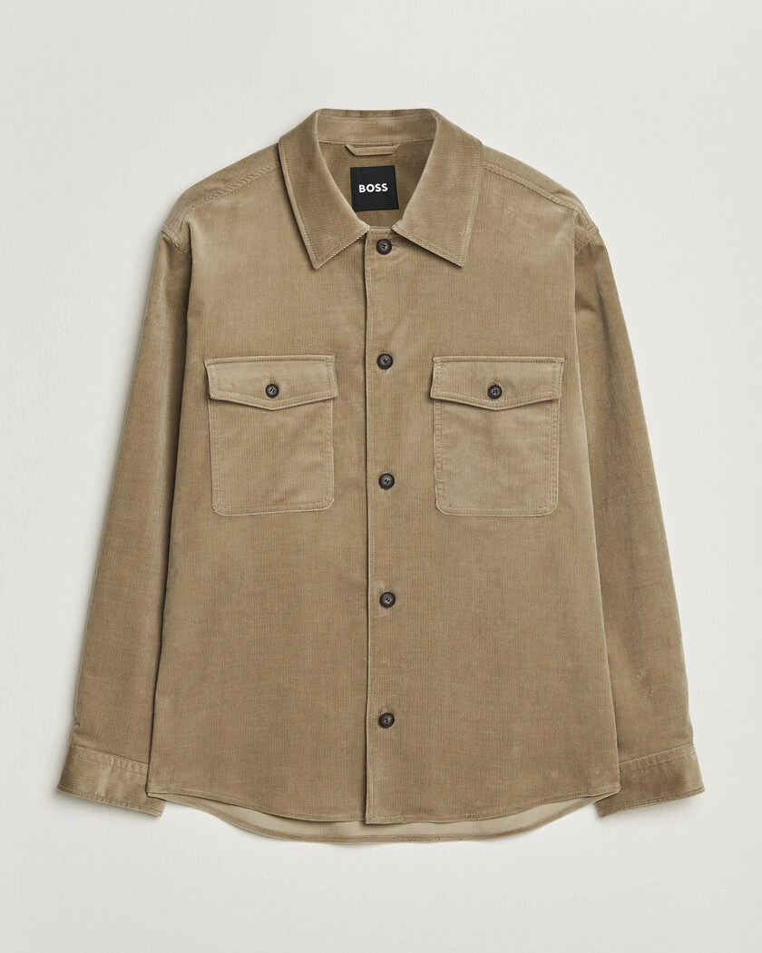BOSS BLACK Carper Corduroy Overshirt Open Brown – Ruskea