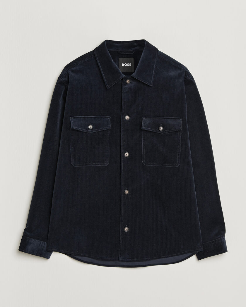 BOSS BLACK Carper Corduroy Overshirt Dark Blue – Sininen
